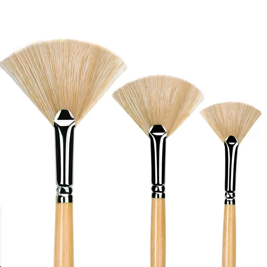 3 fan paint brushes
