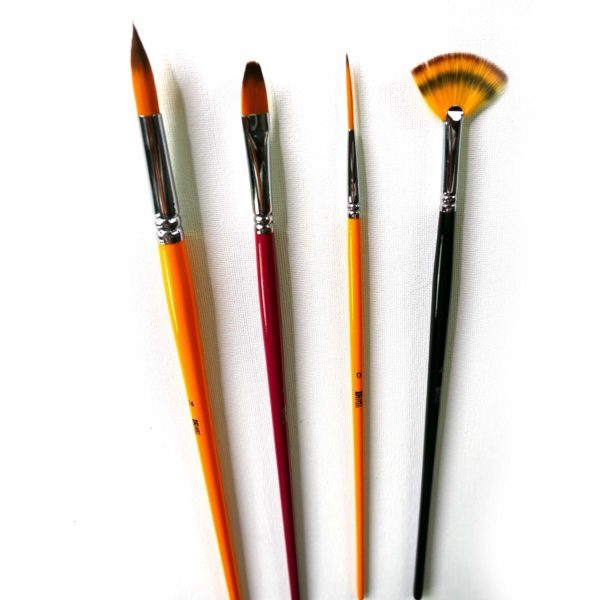 4 variety paint brushes long handles