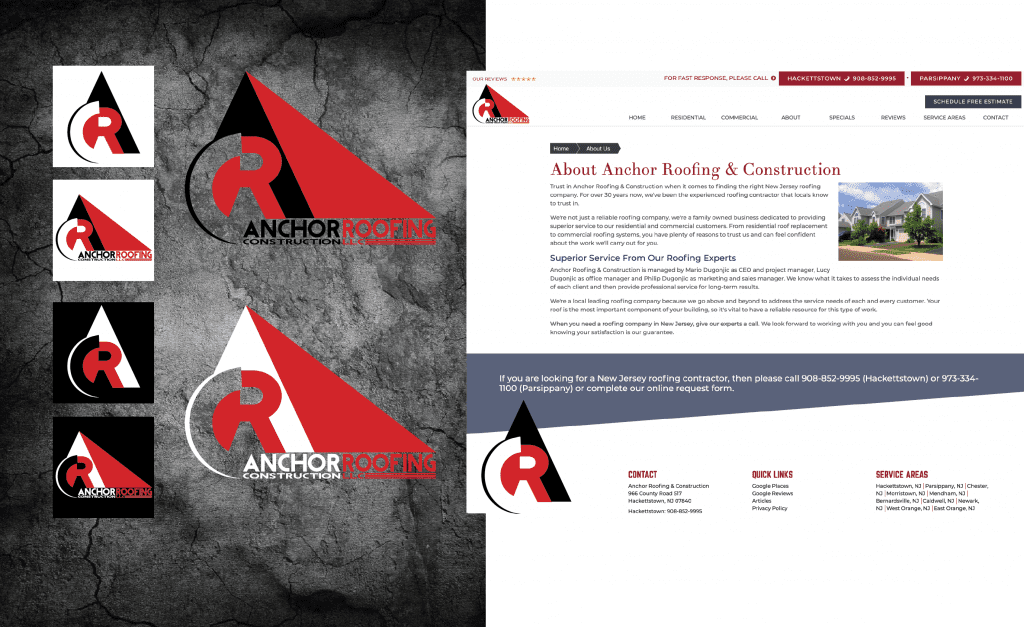 logo design for roofing company, stationary designs