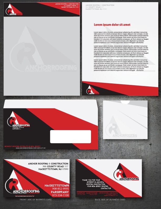 logo design for roofing company, stationary designs