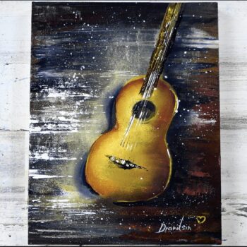 Exclusive art video tutorial - Acoustic Guitar, oval brush, palette knife, 203