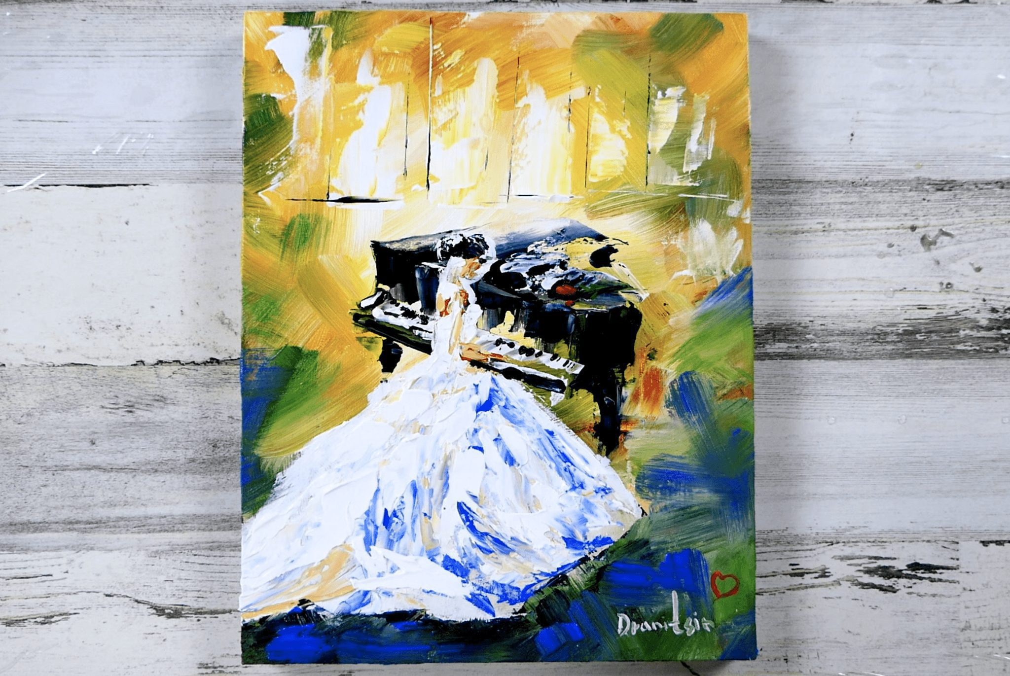 How to paint Beautiful Girl playing PIANO / Abstract Art / Acrylics / Oval Brush / Palette Knife / 201