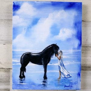 girl and a horse original painting