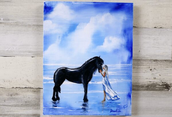 girl and a horse original painting