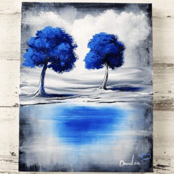 blue trees abstract painting