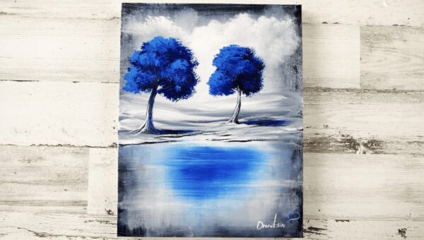 blue trees abstract painting