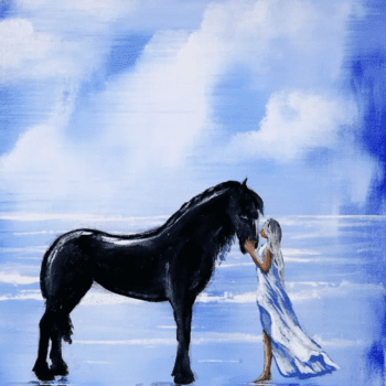 GIRL AND A HORSE ACRYLIC PAINTING BY URARTSTUDIO
