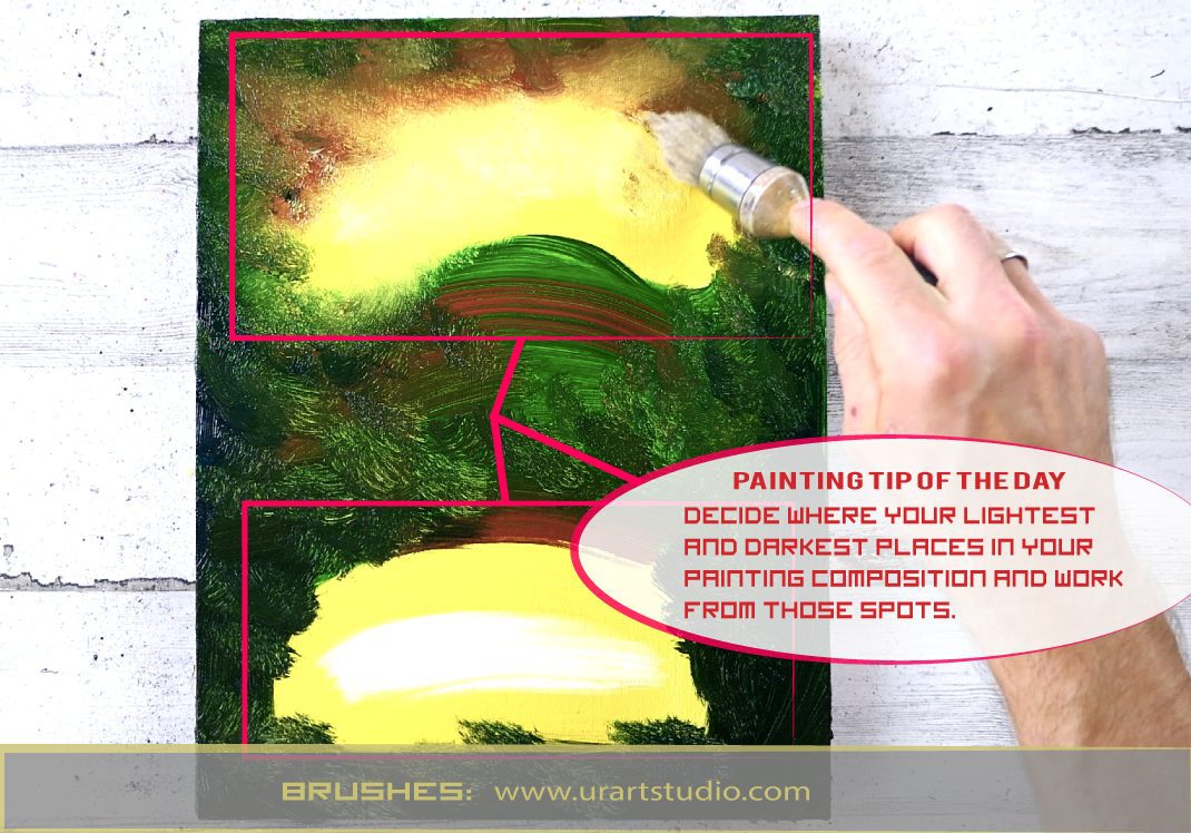 Painting Tip of the day: Decide where your lightest and darkest places in your painting composition and work from those spots.