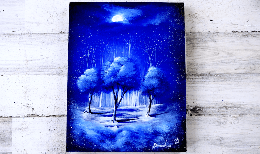Exlusive-blue-trees-in-a-dream-floating-on-clouds-through-the-dark-night