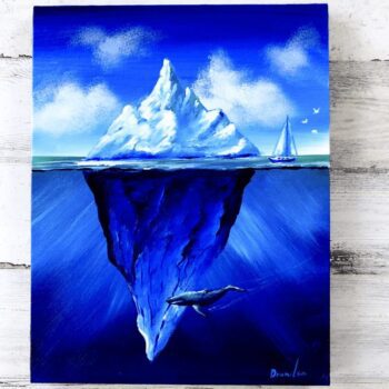 How-to-paint-an-Iceberg-Wale-Sea-Birds-and-a-Sailboat-Landscape-Art