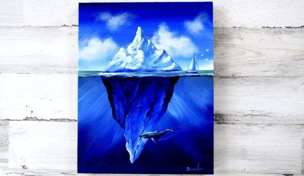 How-to-paint-an-Iceberg-Wale-Sea-Birds-and-a-Sailboat-Landscape-Art