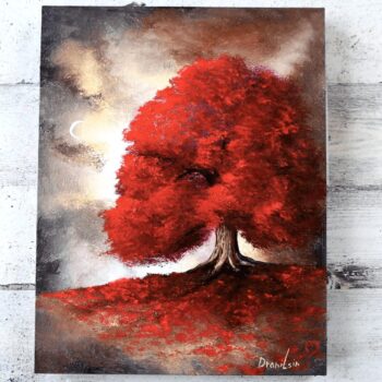 red tree landscape art by Dranitsin