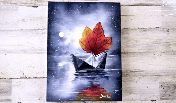 Autumn Leaf and Origami Boat