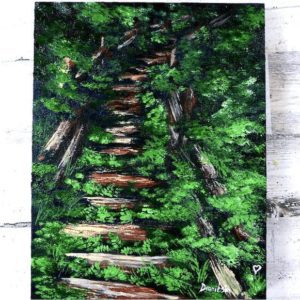 green nature staircase acrylic painting tutorial by Dranitsin Peter