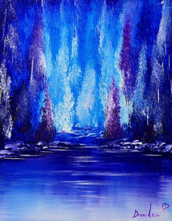 BLUE ABSTRACT LANDSCAPE PAINTING BY PETER DRANITSIN, ACRYLIC ART, MODERN PAINTING, CONTEMPORARY ART
