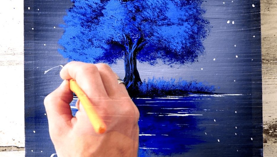 Blue Tree at Night, member only art video tutorial