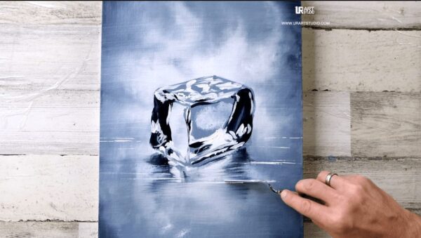 Ice Cube | Black and White | Easy Painting for Beginners | Abstract | Acrylics