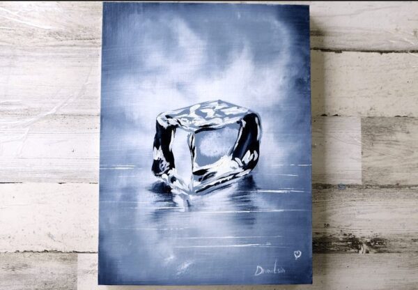 Ice Cube | Black and White | Easy Painting for Beginners | Abstract | Acrylics