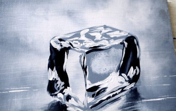 Ice Cube | Black and White | Easy Painting for Beginners | Abstract | Acrylics