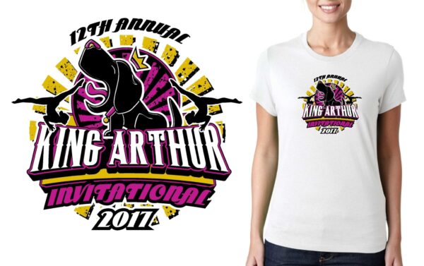 PRINT 1 27 17 12th Annual King Arthur Invitational gymnastics logo design