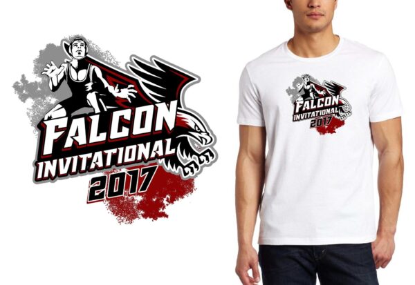 PRINT 17 Falcon Invitational wrestling logo design