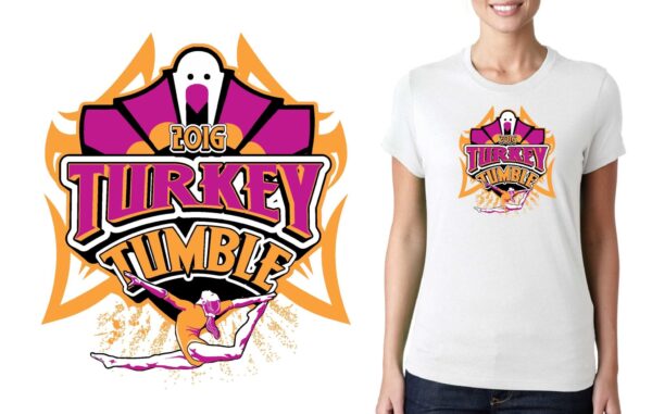 PRINT 16 Turkey Tumble gymnastics logo design