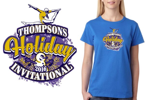 PRINT Thompsons Holiday Invitational gymnastics logo design