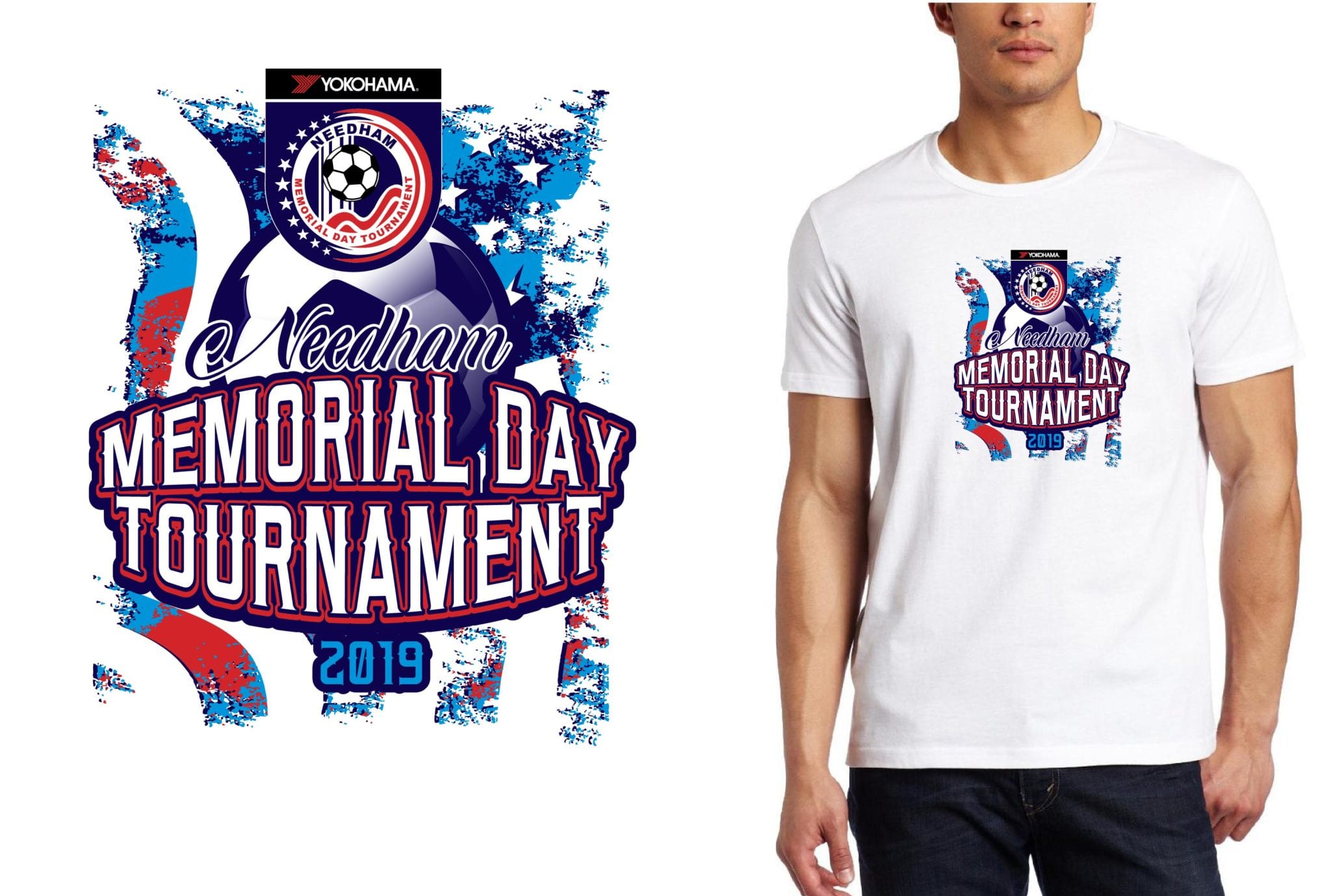 PRINT 2019 Needham Memorial Tournament MA SOCCER logo design UrArtStudio