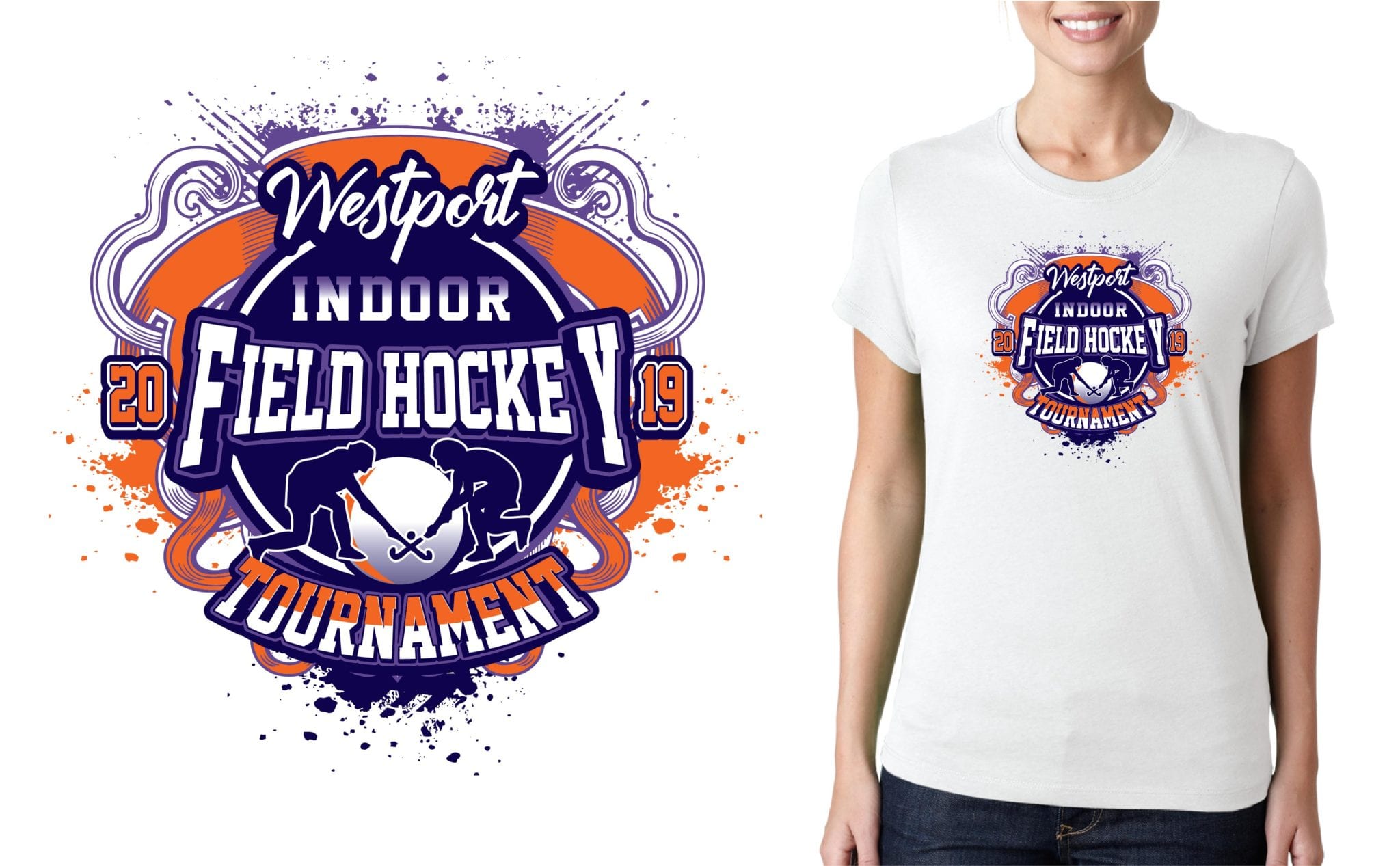 PRINT 2019 Westport Indoor Field Hockey Tournament MA logo design