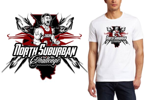 2020 North Suburban Challenge IL WRESTLING logo design