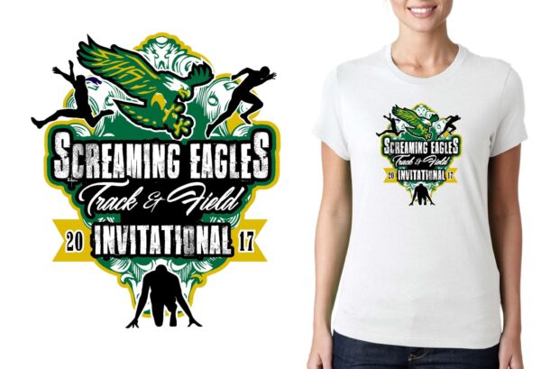 PRINT 017 Screaming Eagles Track and Field Invite Shawn track logo design