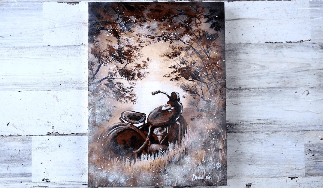 Rustic Beauty Reborn: The Story of the ‘Rusted Motorcycle’ in Acrylic Art