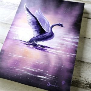 Purple Swan, acrylic painting by Peter Dranitsin, abstract background