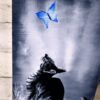 kitten and blue butterfly acrylic painting challenge for beginners black and white abstract