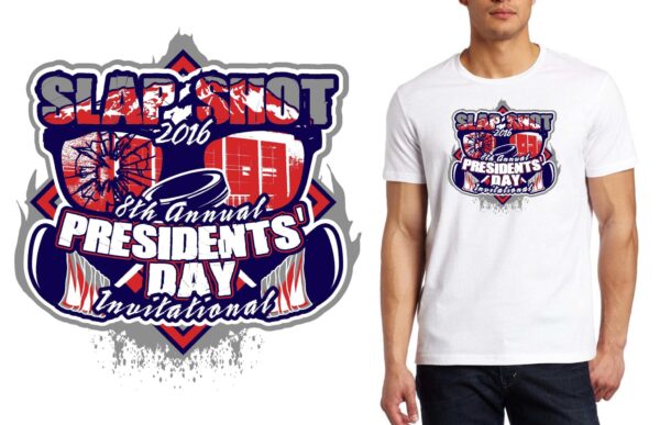 Slap Shot Presidents Day Invitational logo design