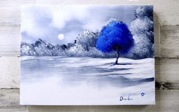 Blue Tree | Black and White Landscape | Easy Painting for Beginners | Abstract | Acrylics 20