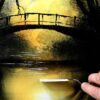 Bridge in Golden Sunshine | Easy Painting for Beginners | Abstract0