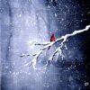 Red Cardinal in the Snowing Landscape | Easy Acrylic Painting for Beginners | Abstract