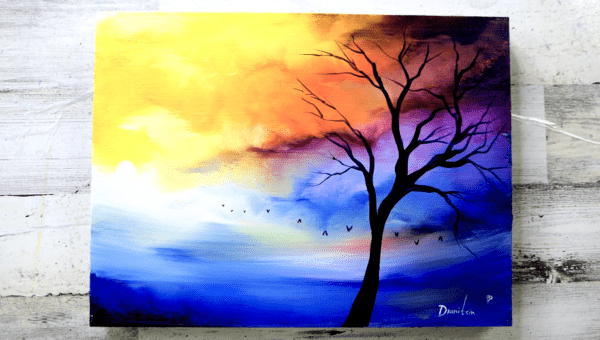 Tree and Clouds | Acrylic Painting | Easy for Beginners