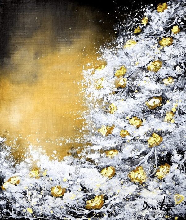 Yellow Roses in the White Snow