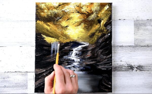 Little Waterfall | Autumn Landscape | Acrylic Painting Challenge for Beginners | Abstract4