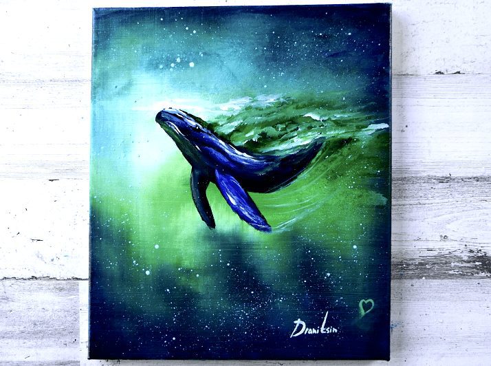 WHALE UNDERWATER | PAINTING CHALLENGE for BEGINNERS | Acrylics | Abstract0