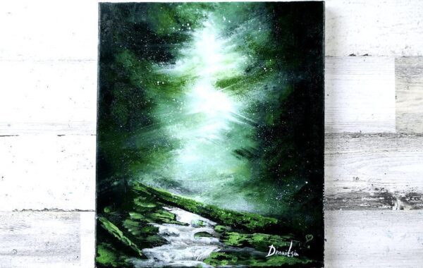 SUNSHINE in Deep Green Forest | Easy Acrylic Painting for Beginners | Abstract LANDSCAPE ART