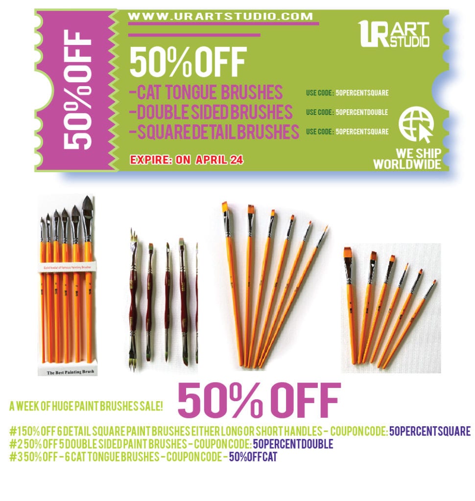 50% OFF - CAT TONGUE, SQUARE DETAIL, & DOUBLE SIDED paint brushes