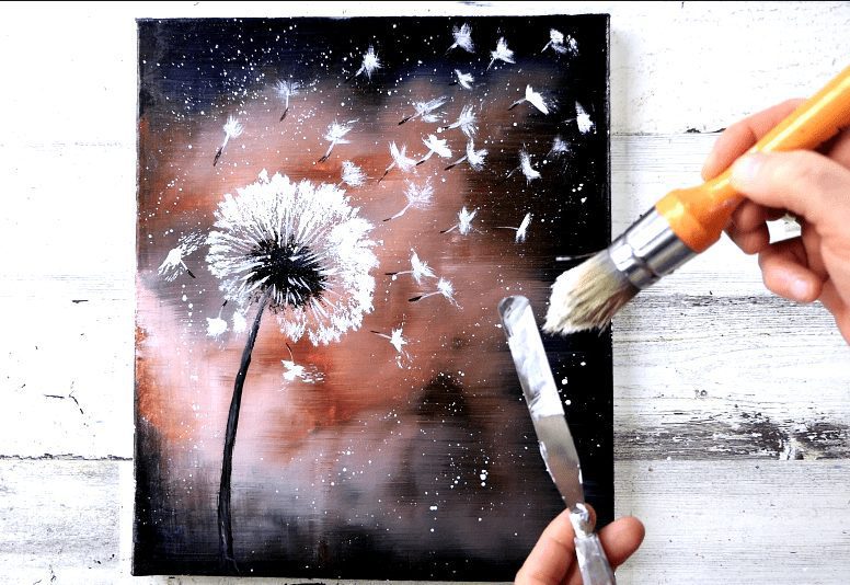 Dandelion – easy acrylic painting for BEGINNERS