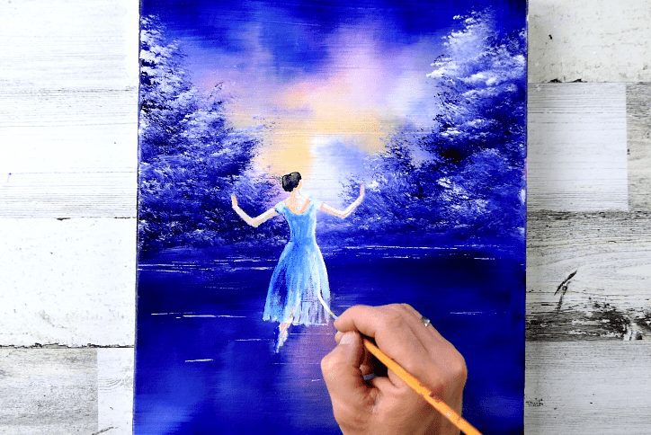 Unique and Beautiful Abstract Landscape with Ballerina Dancing Figure