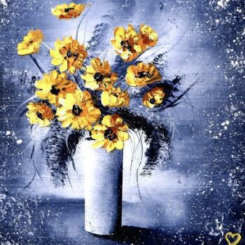 How to paint ABSTRACT YELLOW FLOWERS | EASY PAINTING for BEGINNERS | black & white background