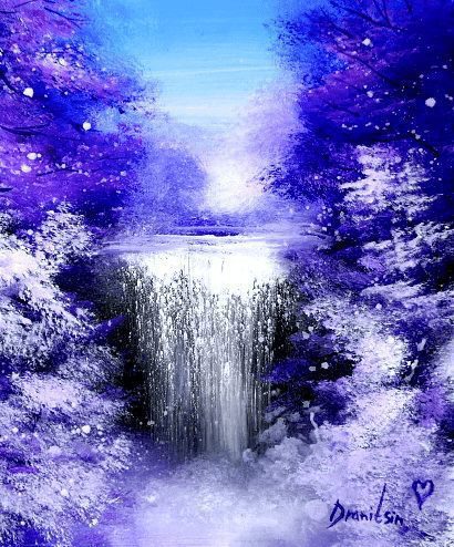 exclusive purple waterfall painting by peter dranitsin