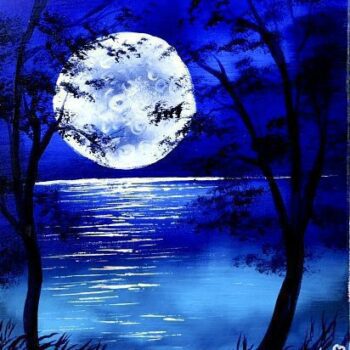 MOON PAINTING, ACRYLICS, BY DRANITSIN