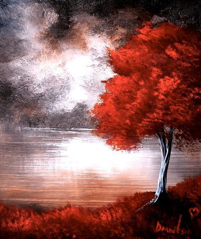 RED TREE – ABSTRACT PAINTING BY DRANITSIN